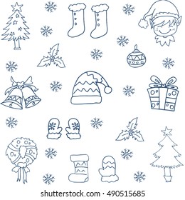 Winter doodle set with hand draw vector art