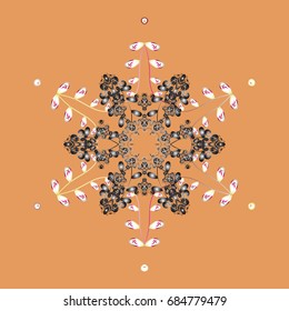 Winter doodles hand drawn snowflake. Cute, simple vector snowflakes for postcard and poster graphic design for textile, wrapping paper, hand drawn style christmas winter backgrounds. 