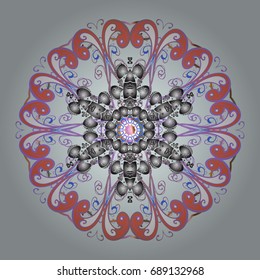 Winter doodles hand drawn snowflake. Cute, simple vector snowflakes for postcard and poster graphic design for textile, wrapping paper, hand drawn style christmas winter backgrounds. Vector design.