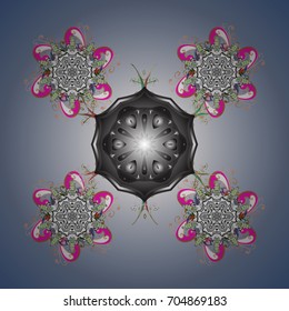 Winter doodles hand drawn snowflake. Cute, simple vector snowflakes for postcard and poster graphic design for textile, wrapping paper, hand drawn style christmas winter backgrounds. Vector design.