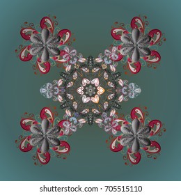 Winter doodles hand drawn snowflake. Cute, simple vector snowflakes for postcard and poster graphic design for textile, wrapping paper, hand drawn style christmas winter backgrounds. Vector design.