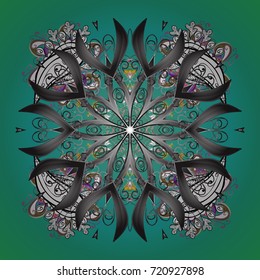 Winter doodles hand drawn snowflake. Cute, simple vector snowflakes for postcard and poster graphic design for textile, wrapping paper, hand drawn style christmas winter backgrounds. Vector sketch.