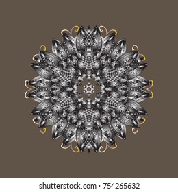 Winter doodles hand drawn snowflake. Cute, simple vector snowflakes for postcard and poster graphic design for textile, wrapping paper, hand drawn style christmas winter backgrounds. Vector sketch.