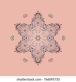 Winter doodles hand drawn snowflake. Cute, simple vector snowflakes for postcard and poster graphic design for textile, wrapping paper, hand drawn style christmas winter backgrounds. Vector sketch.
