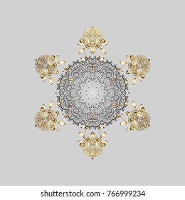 Winter doodles hand drawn snowflake. Cute, simple vector snowflakes for postcard and poster graphic design for textile, wrapping paper, hand drawn style christmas winter backgrounds. Vector sketch.