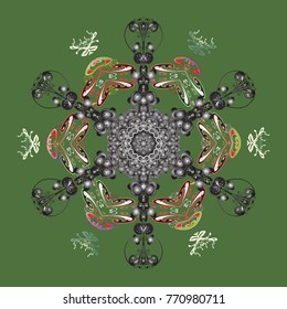 Winter doodles hand drawn snowflake. Cute, simple vector snowflakes for postcard and poster graphic design for textile, wrapping paper, hand drawn style christmas winter backgrounds. Vector sketch.