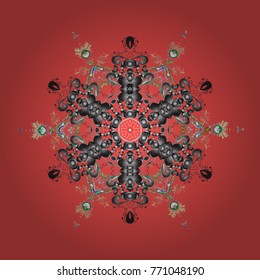 Winter doodles hand drawn snowflake. Cute, simple vector snowflakes for postcard and poster graphic design for textile, wrapping paper, hand drawn style christmas winter backgrounds. Vector sketch.