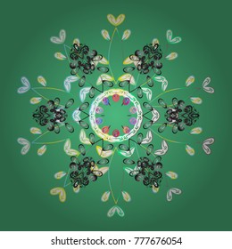 Winter doodles hand drawn snowflake. Cute, simple vector snowflakes for postcard and poster graphic design for textile, wrapping paper, hand drawn style christmas winter backgrounds. Vector sketch.