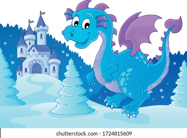 Winter dragon theme image 2 - eps10 vector illustration.