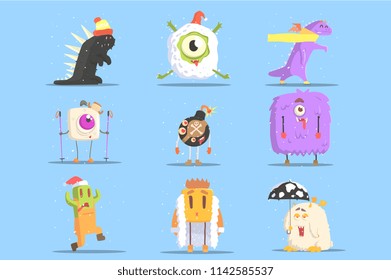 Winter Dressed Monsters in Funny Situations