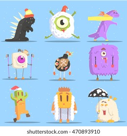 Winter Dressed Monsters in Funny Situations