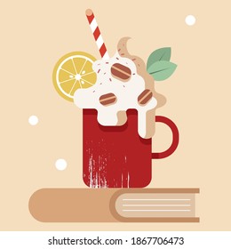 Winter drink. Flat vector illustration. Stay cozy

