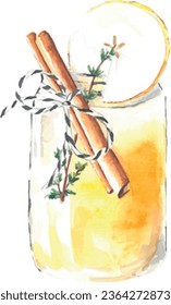 Winter drink with pear and thyme spices