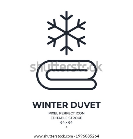 Winter duvet editable stroke outline icon isolated on white background flat vector illustration. Pixel perfect. 64 x 64.