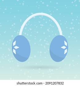 winter earmuffs over snowy pattern- vector illustration