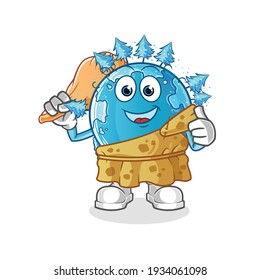 winter earth ancient cartoon. cartoon mascot vector