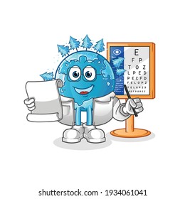 winter earth oculist cartoon. cartoon mascot vector