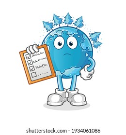 vector de lista de horarios de tierra de invierno. personaje de caricatura