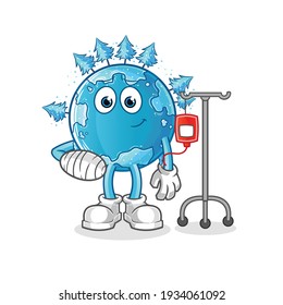 winter earth sick in IV illustration. character vector