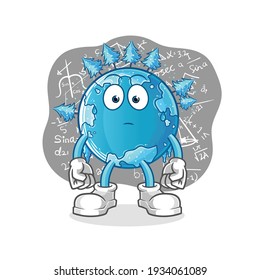 winter earth thinking hard vector. cartoon character