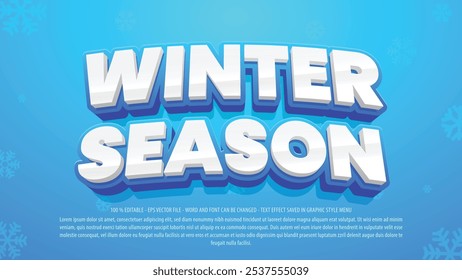 Winter editable 3d text effect template use for logo and business brand