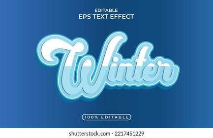 Winter Editable Font Effect Snow Blue Color Bold Text Style And 3d Text Effect Design