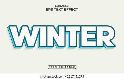 Winter Editable Font Effect Snow Blue Color Bold Text Style And 3d Text Effect Design