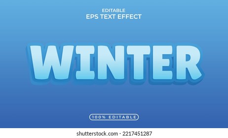 Winter Editable Font Effect Snow Blue Color Bold Text Style And 3d Text Effect Design