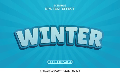 Winter Editable Font Effect Snow Blue Color Bold Text Style And 3d Text Effect Design