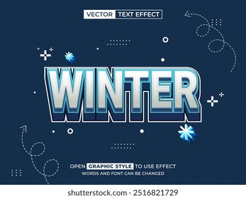 winter editable text, font effect, 3d text for title
