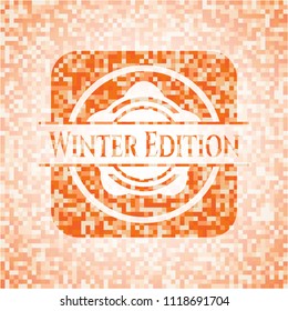 Winter Edition abstract orange mosaic emblem