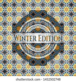 Winter Edition arabesque emblem background. arabic decoration.