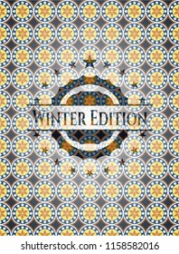 Winter Edition arabic emblem background. Arabesque decoration.