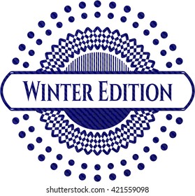 Insignia de Winter Edition con fondo de denim