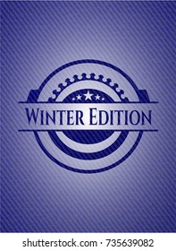 Winter Edition badge with denim texture
