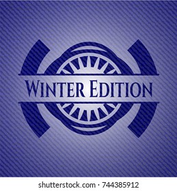 Winter Edition badge with denim texture
