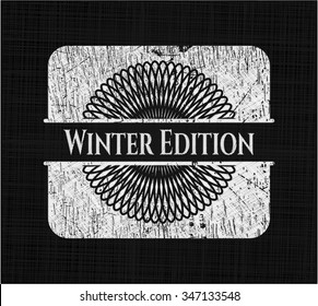 Winter Edition chalkboard emblem on black board