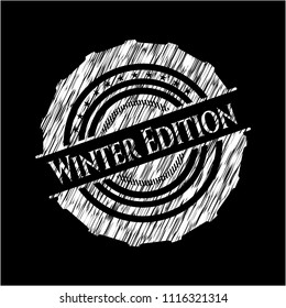 Winter Edition chalkboard emblem written on a blackboard