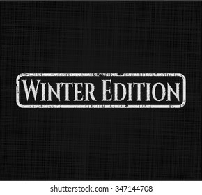 Winter Edition chalkboard emblem written on a blackboard