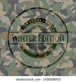 Winter Edition on camo texture. Vector Illustration. Detailed.