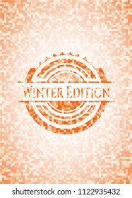 Winter Edition orange mosaic emblem with background