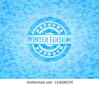 Winter Edition sky blue emblem with mosaic background