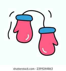 Winter element of colorful set. Illustration with a warm glove highlight the cozy and vibrant side of wintertime in a dynamic and inviting style. Vector illustration.