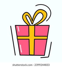 Winter element of colorful set. This artwork adorned with a gift box symbolize the heartwarming tradition of exchanging presents during the winter season. Vector illustration.