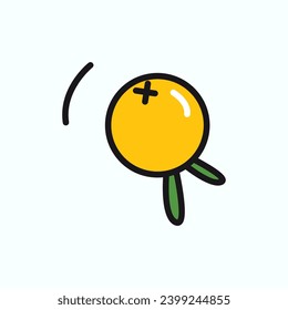 Winter element of colorful set. Winter-themed artwork adorned with a yellow strawberry symbolize the elements that can brighten up the cold season. Vector illustration.
