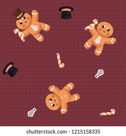 Winter Elements, and ginger bread seamless pattern
