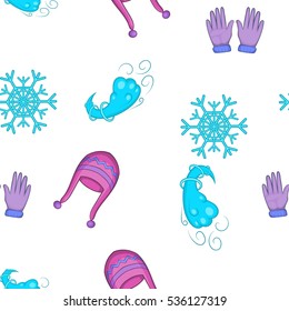 Winter elements pattern. Cartoon illustration of winter elements vector pattern for web