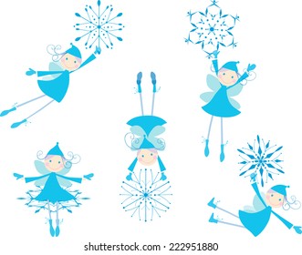 winter elves with snowflakes