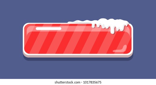 Winter empty web button covered by snow, online shopping download sign, start of New Year concept. Website label, creative interface isolated symbol