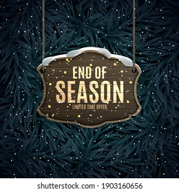 Winter End of Season Sale Background Design. Template  for advertising, web, social media and fashion ads.  Poster, flyer, greeting card, header for website  Vector Illustration